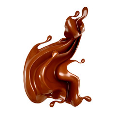 Splash of chocolate 3d illustration, 3d rendering.