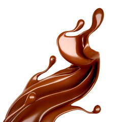 Splash of chocolate 3d illustration, 3d rendering.