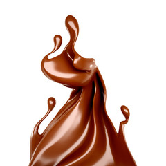 Splash of chocolate 3d illustration, 3d rendering.