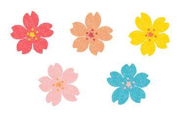 flower (cherry blossom) stamp illustration set . For new year's greeting card