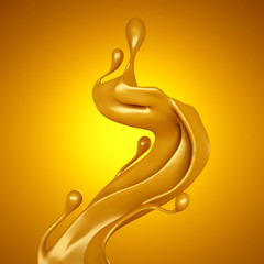 Obraz premium Caramel splash 3d illustration, 3d rendering.