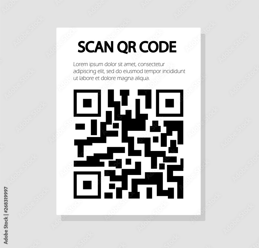 Poster scan qr code. flat style.