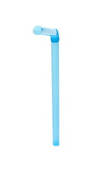 Blue drinking straw isolated on white background