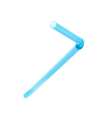 Blue drinking straw isolated on white background