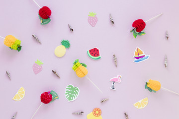 Sea shells with cocktail sticks on table