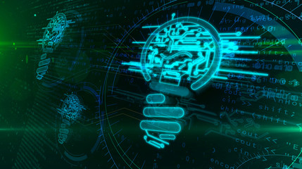 New idea with cyber bulb shape concept 3d illustration