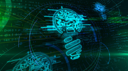 New idea with cyber bulb shape concept 3d illustration