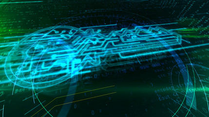 Data encryption digital concept with cyber key