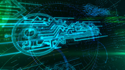 Data encryption digital concept with cyber key