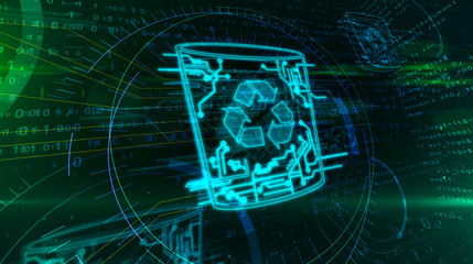 Deleting data with computer trash 3d illustration