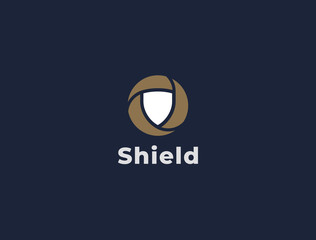 Shield safety round logo icon design template. Abstract symbol of security.