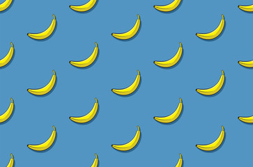 Banana Seamless Texture Isolated on blue