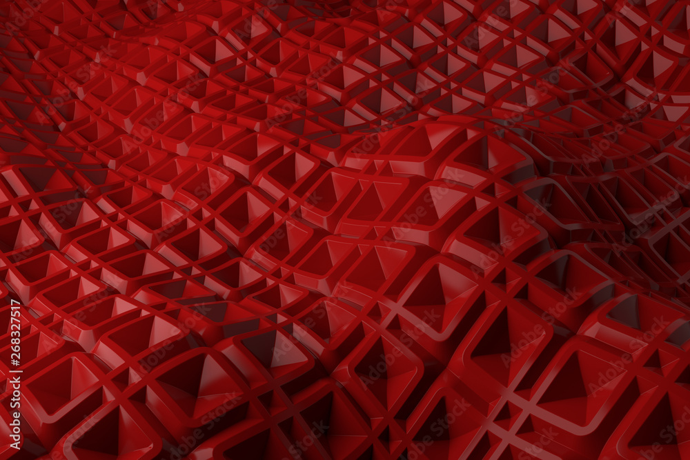 Poster 3d render plastic background with reflections. displacement surface. random patterns extruded from t