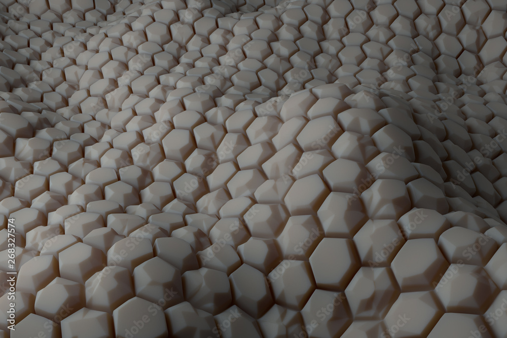 Poster ....3d render background with oraganic light scattering. displacement surface. random patterns extru