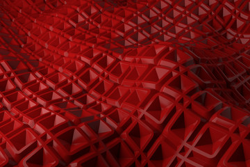 3d render plastic background with reflections. Displacement surface. Random patterns extruded from the wavy shape.