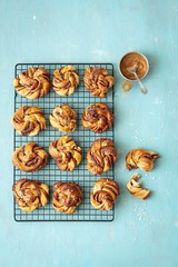 Swedish cinnamon buns, made with yeast pastry