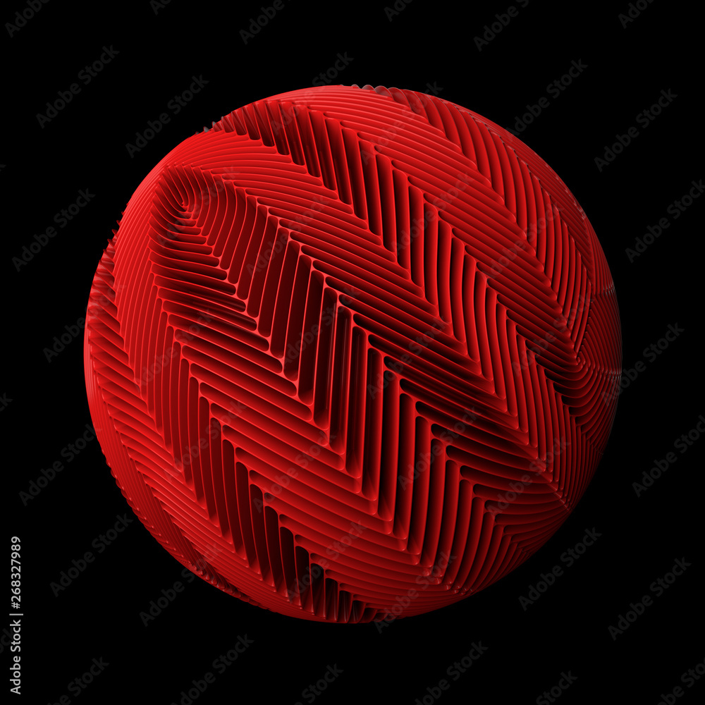 Poster 3d render abstract background. displacement surface. random patterns extruded from the sphere shape.