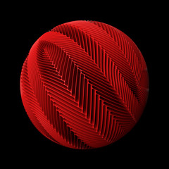 3d render abstract background. Displacement surface. Random patterns extruded from the sphere shape.
