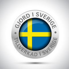 Obraz premium made in Sweden flag metal icon 