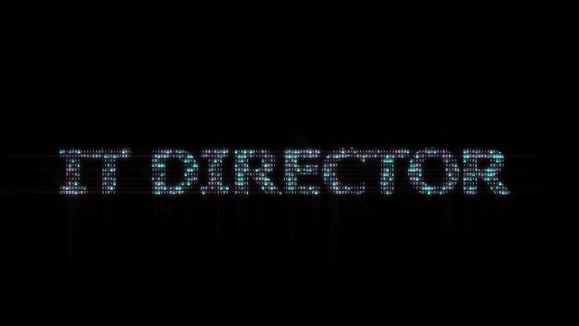 IT director text, digital animation with binary code, computational operation unit system