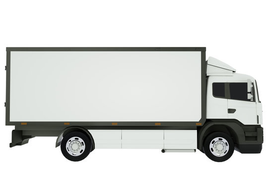 White delivery truck or transportation van isolated on white background. 3D rendering