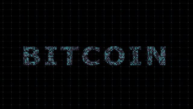 Bitcoin digital animation with binary code and calculations