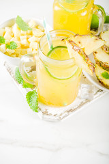 Cold pineapple mojito cocktail