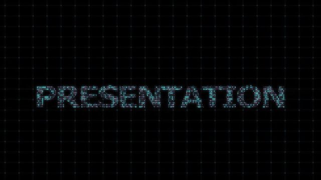 The word "Presentation", with a digital binary code, digital coding, computational operation, IT sphere, many backgrounds on IT subjects in my portfolio