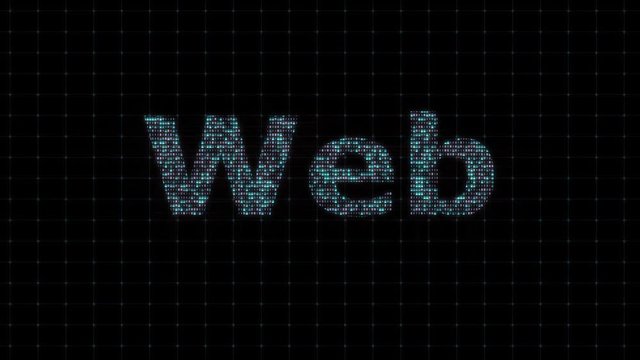Web, animation on IT themes with digital computing. Digital texture