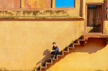 single young man exploring Fatehpur Sikri