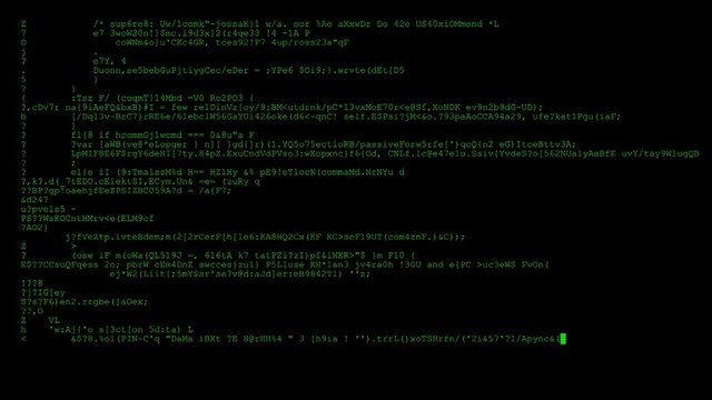 encrypted programming security hacking code data flow stream on display new quality numbers letters coding techno joyful video 4k stock image