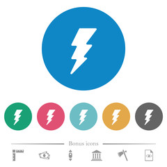 Lightning flat round icons