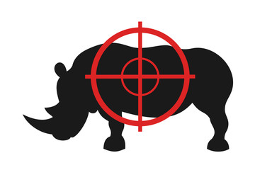 Rhino and gunsight - animal is going to be killed gun and weapon. Hunter's device for hunting. Vector illustration  © M-SUR