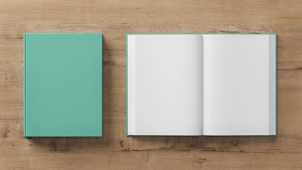 Blank book template for presentation. Two books. 3D rendering.