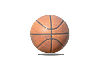 Fototapeta na wymiar Isolated Basketball leather with the old and worn from use on a white background with clipping path.