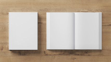 Blank book template for presentation. Two books. 3D rendering.