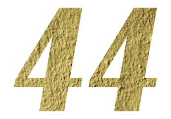 Number 44 with yellow wall textured on white background
