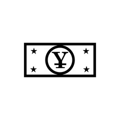 Vector image of a flat, linear, isolated icon with a yuan sign. Chinese currency sign