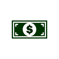 Vector image of a flat, isolated icon banknote with a dollar sign. United States dollar sign