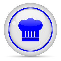 Cook cap icon. White glossy round vector icon in eps 10. Editable modern design internet button on white background.