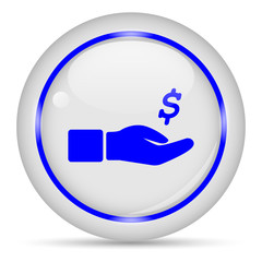 Dollar icon. White glossy round vector icon in eps 10. Editable modern design internet button on white background.