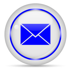 Fototapeta na wymiar Mail icon. White glossy round vector icon in eps 10. Editable modern design internet button on white background.