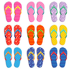 Colorful flip flops in various patterns