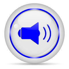 Sound icon. White glossy round vector icon in eps 10. Editable modern design internet button on white background.