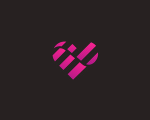 Heart vector logotype. Valentines day stripes symbol. Abstract wave medical health icon logo.