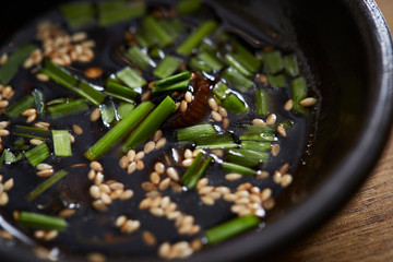 Korean garlic chives and sesame soy sauce