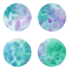 Watercolor decorative round abstract elements.
