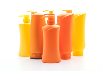 shampoo or hair conditioner bottle on white background