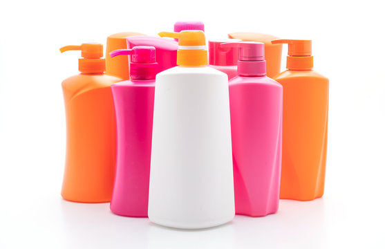 shampoo or hair conditioner bottle on white background
