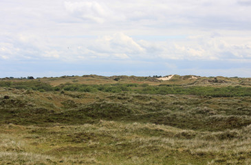 Obraz premium landscape with blue sky and clouds at Dutch island